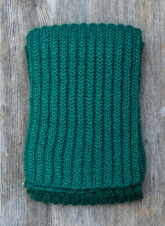 Knit scarf pattern creates a raised rib pattern with no purling.