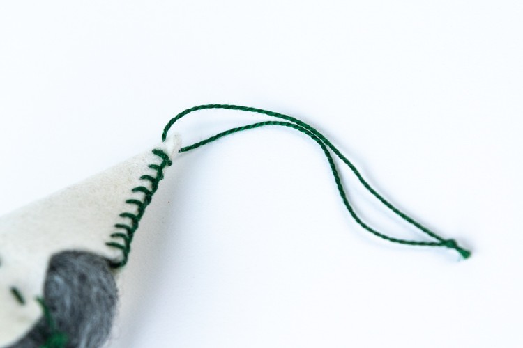 Attach a loop to hang your gnome ornament