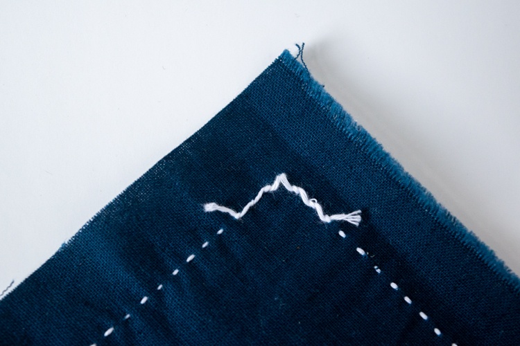 sashiko stitching how to tack down thread ends