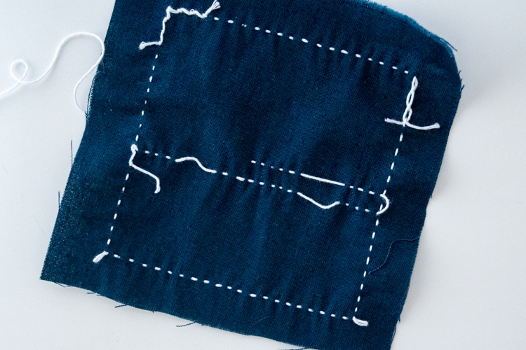 sashiko stitching leave slack on the back when you jump or turn corners